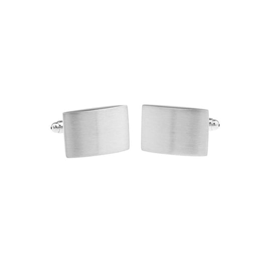 Silver Rectangle Brushed Cufflinks - By MyMerchant