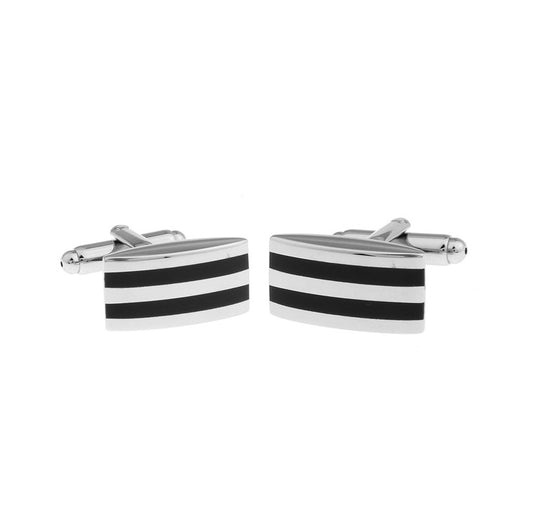 Black Double Stripe Cufflinks - By MyMerchant