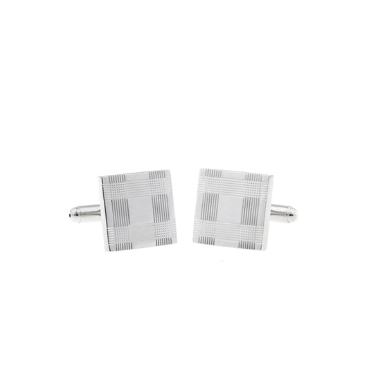 Silver Square Pattern Cufflinks - By MyMerchant