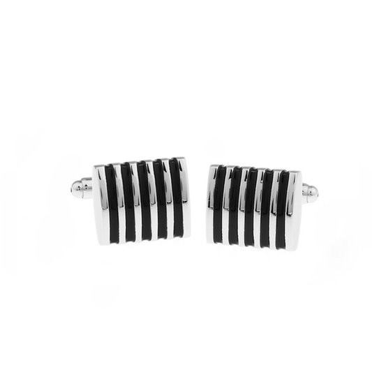 Black and Silver Striped Cufflinks By MyMerchant