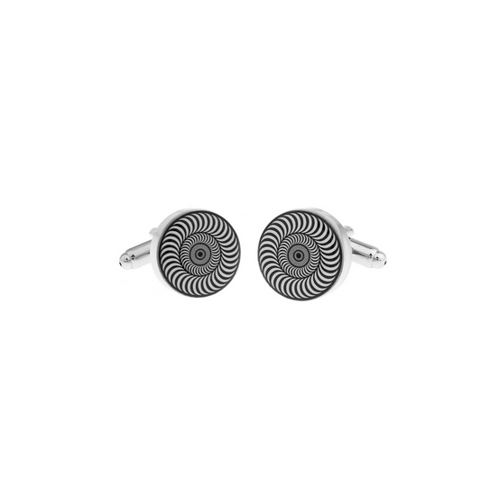 Black and White Circle Patterned Cufflinks - By MyMerchant