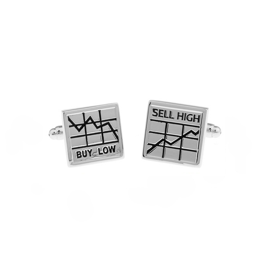 Buy Low Sell High - Silver Cufflinks - By MyMerchant