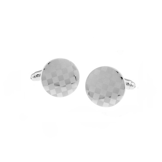 Silver Round Patterned Cufflinks By MyMerchant