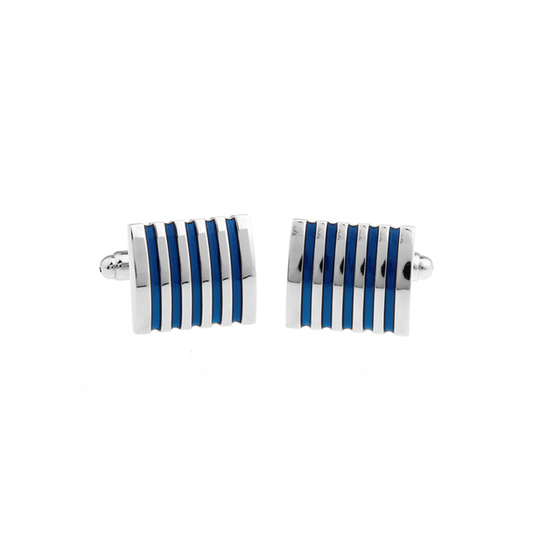 Blue and Silver Stripe Cufflinks - By MyMerchant