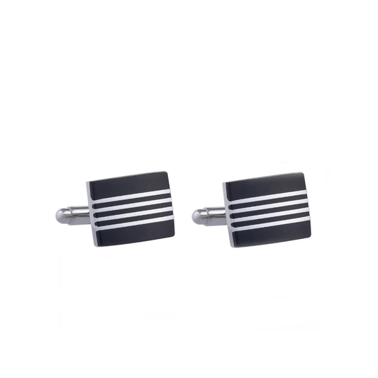 Black 3 Stripe Cufflinks - By MyMerchant