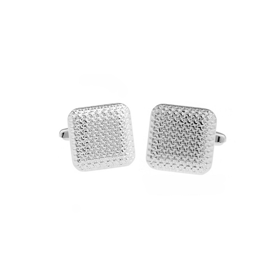 Silver Square Textured Patterned Cufflinks By MyMerchant