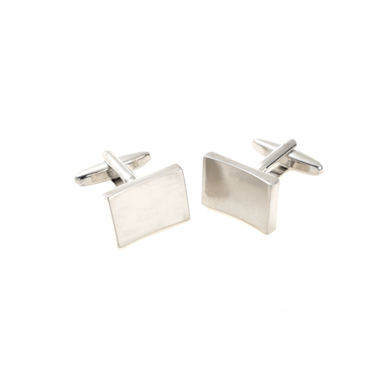 Silver Matted Curved Rectangle Cufflinks - By MyMerchant