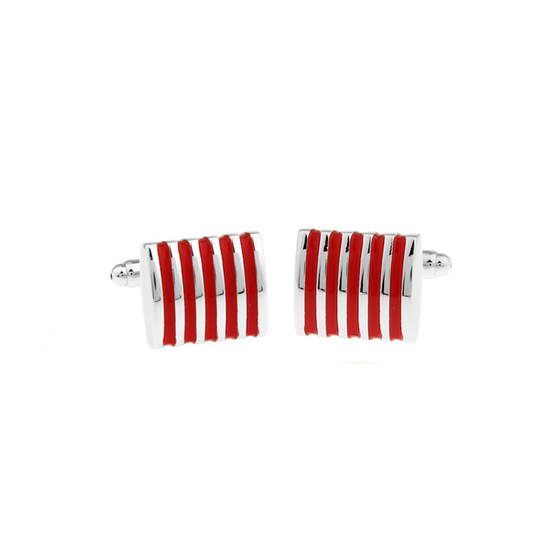 Red & Silver Stripe Cufflinks - By MyMerchant