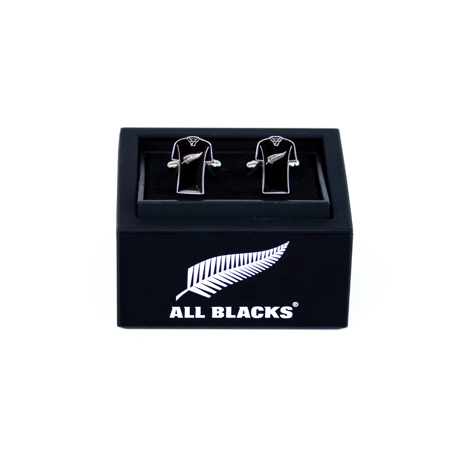 Official All Blacks Rugby Jersey with Silver Fern Cufflinks