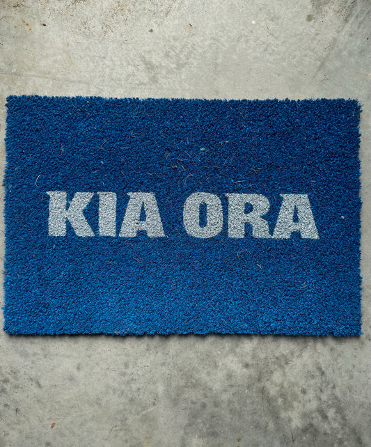 KIA ORA coir door mat (Blue)