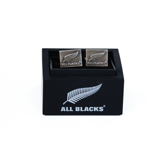 Official All Blacks Brushed Silver Squares Cufflinks
