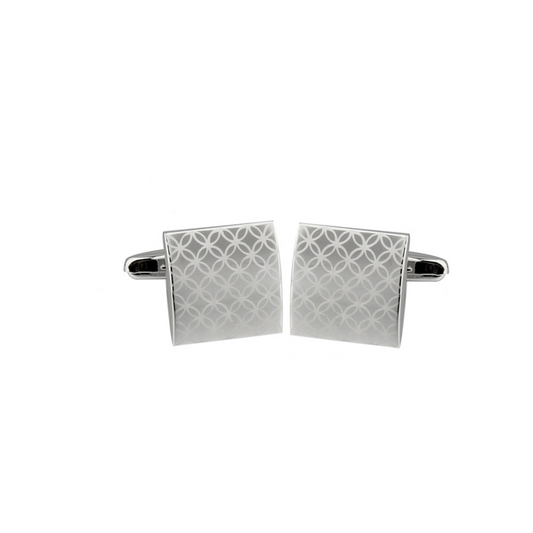 Silver Circle Patterns Square Cufflinks - By MyMerchant