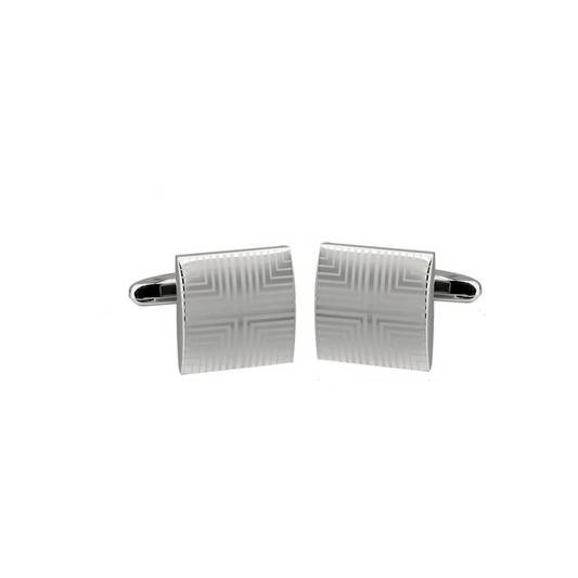 Silver Lined Pattern Square Cufflinks - By MyMerchant