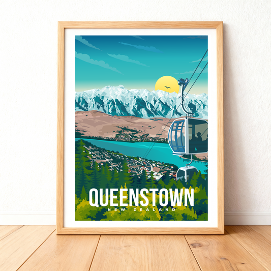 Native - Queenstown Travel Print A4