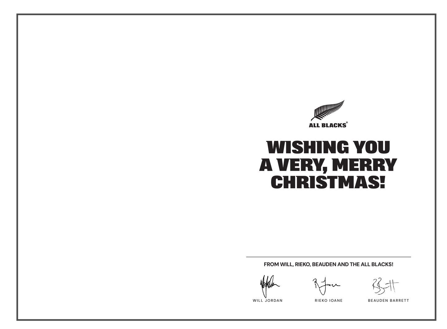 Greeting Card Range - Merry Christmas from the All Blacks