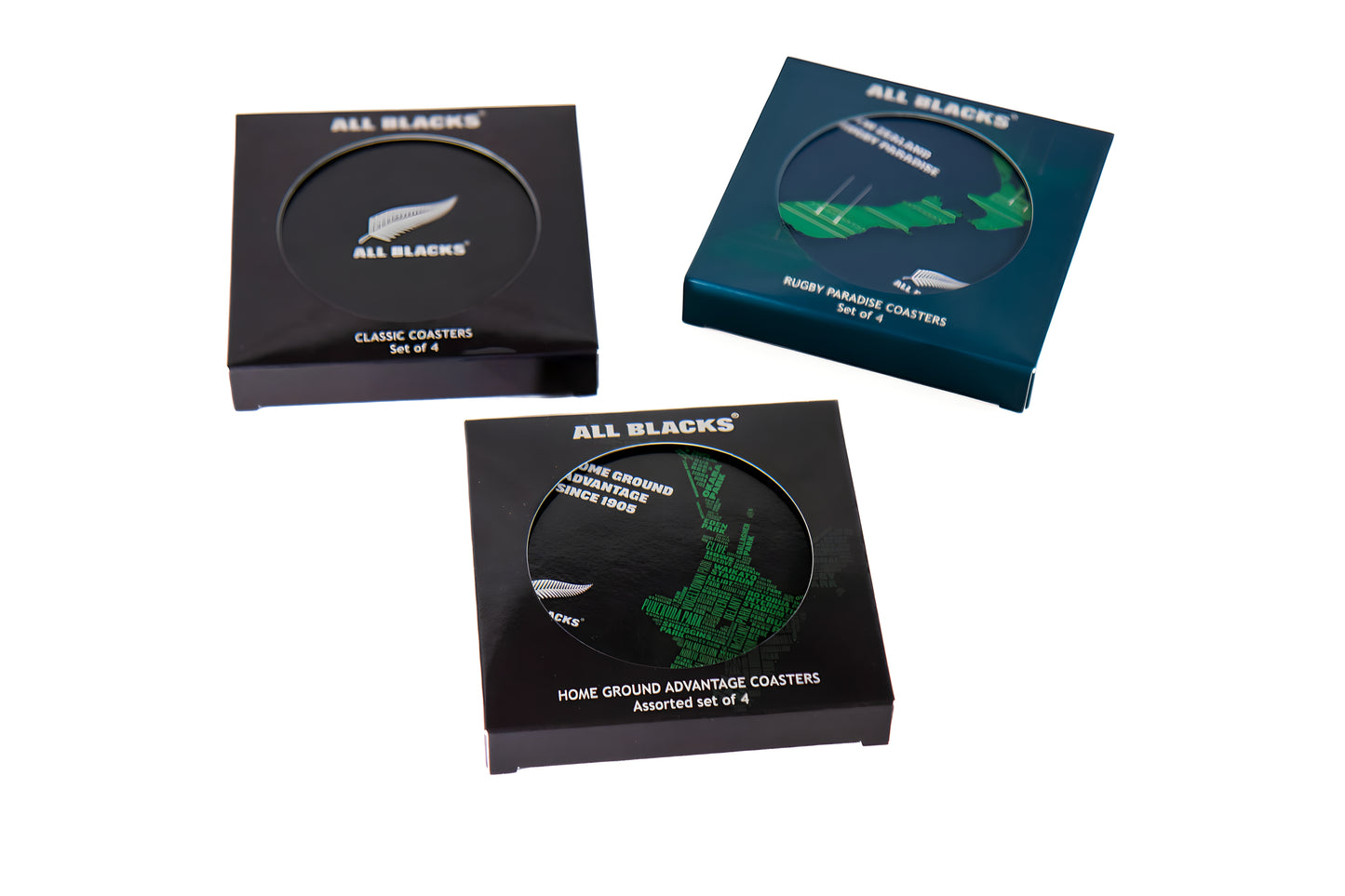 Official All Blacks "Classic" logo coaster set