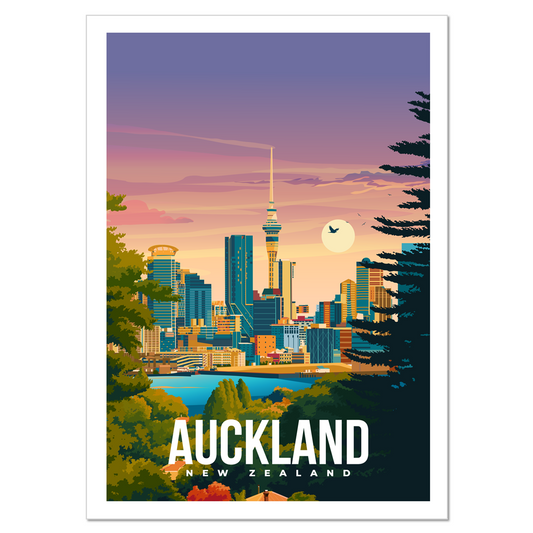 Native - Auckland Travel Poster A4