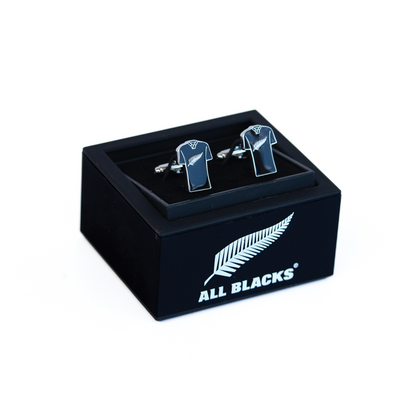 Official All Blacks Rugby Jersey with Silver Fern Cufflinks