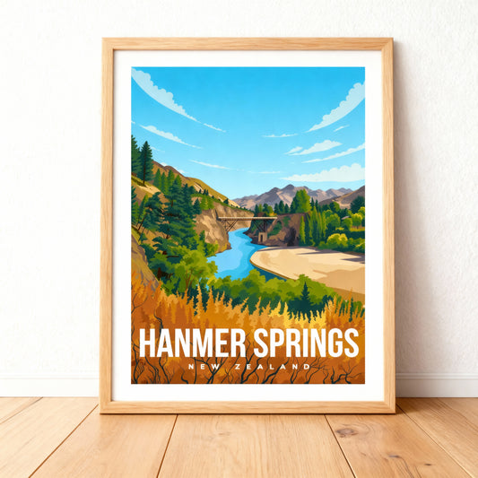 Native - Hanmer Springs Travel Poster A3