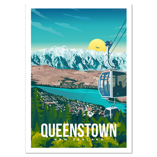 Native - Queenstown Travel Poster A4